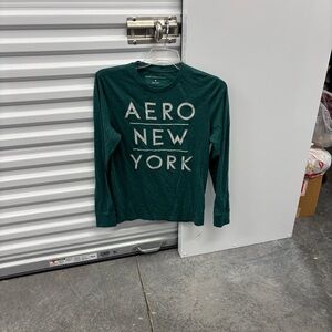 Aeropostale Heather Green Crew Neck Long Sleeves Tee Gray AERO NEW YORK Men’s M